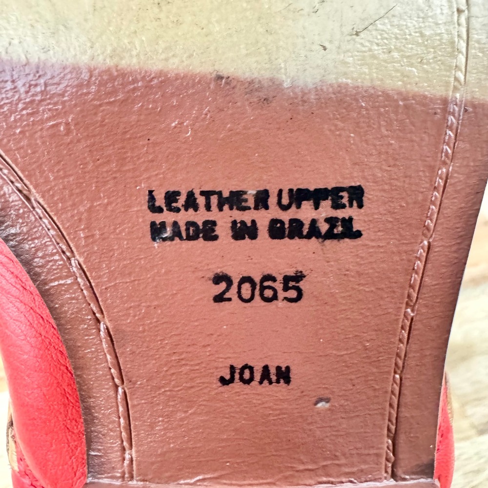 SABRA Red Leather Ankle Boots Western Accents Pointed Toe Shoes Size 5.5 - Picture 8 of 9